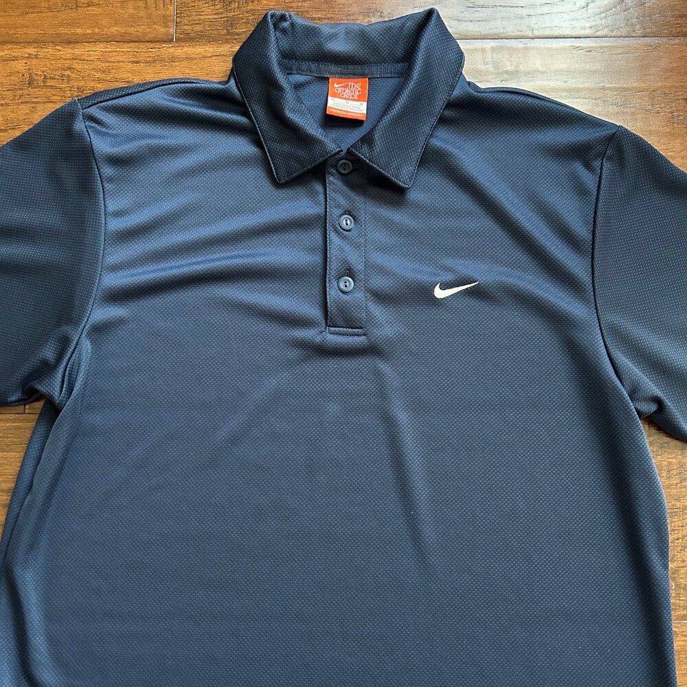 Nike mens navy blue polo short sleeve shirt M tennis golf medium - Picture 5 of 6